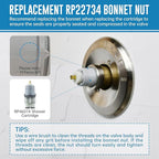 RP46074 Shower Cartridge, Compatible with Delta 13/14 Series Shower Faucet, Replacement Monitor MultiChoice Cartridge, Single Handle Universal Shower Cartridge Repair Assembly with RP22734 Bonnet Nut