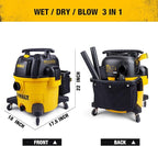 DEWALT 9 Gallon Wet/Dry VAC, Heavy-Duty Shop Vacuum with Attachments, 5 Peak HP, with Blower Function, DXV09PA