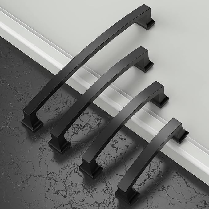 Asidrama 10 Pack 6.3 Inch(160mm) Hole Centers Kitchen Cabinet Handles, Matte Black Cabinet Pulls Kitchen Cabinet Hardware for Cupboard Drawer Pulls