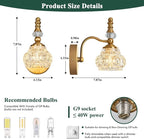 Modern Wall Sconce Set of Two Indoor Lamp Gold Vintage Glass Light Bathroom Vanity Fixture Wall-Mounted Room Lighting