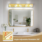 Modern LED Bathroom Lights Fixtures(5-Light),Metal Gold Acrylic Wall Lighting,Vanity Lights for Bathroom Over Mirror(6000k 34In)