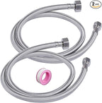 36" Faucet Supply Line,3/8" Comp x 1/2" FIP Kitchen Faucet Hose Connector with Plumbers Tape for Residence,Stainless Steel Braided Supply Line for Moderate Distance (Pack of 2)