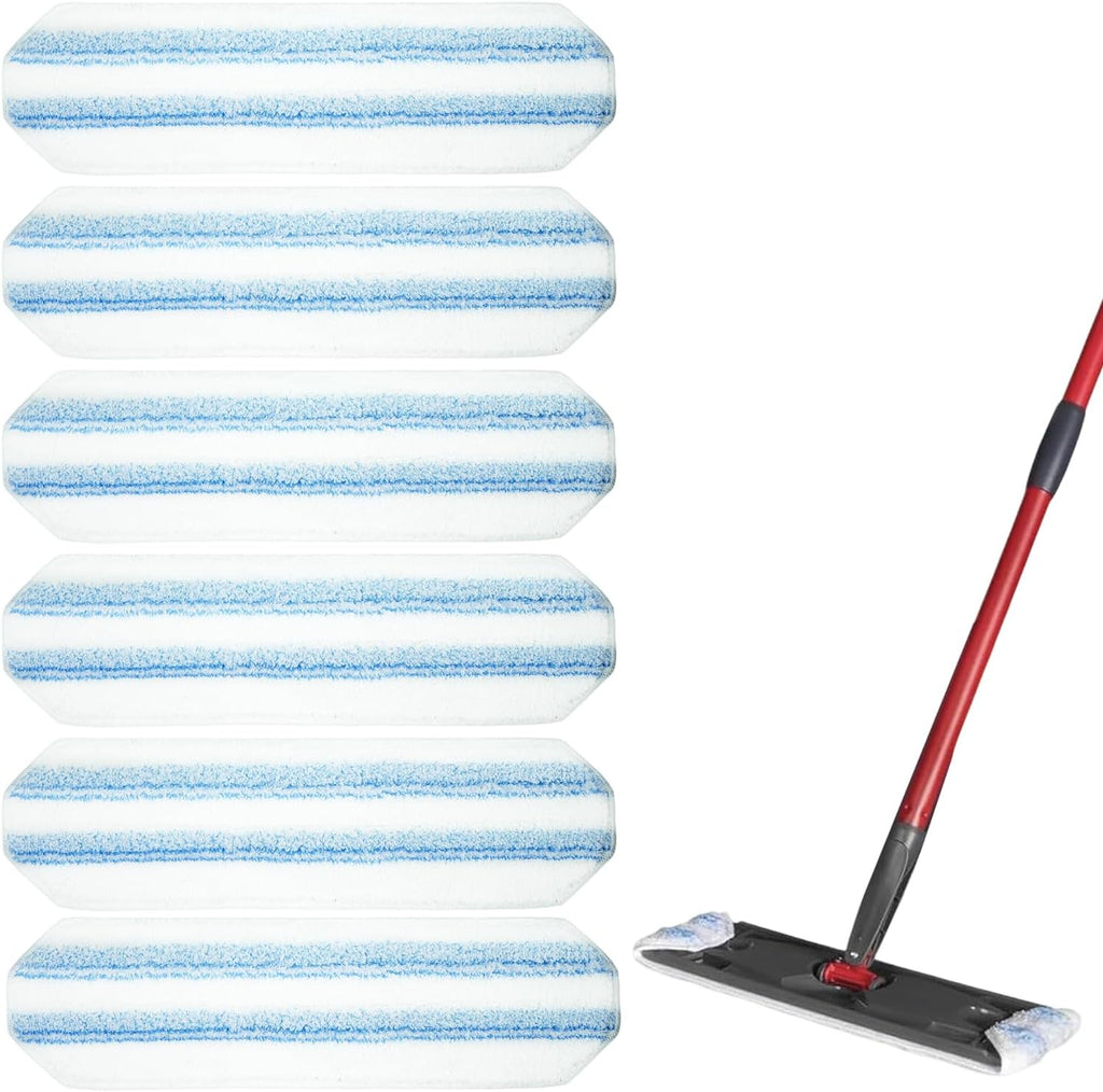 6 Pack Mop Replacement Pads for Ocedar H2prO Flat Mop System, Washable and Reusable Handle Pads Refills for Floor Cleaning