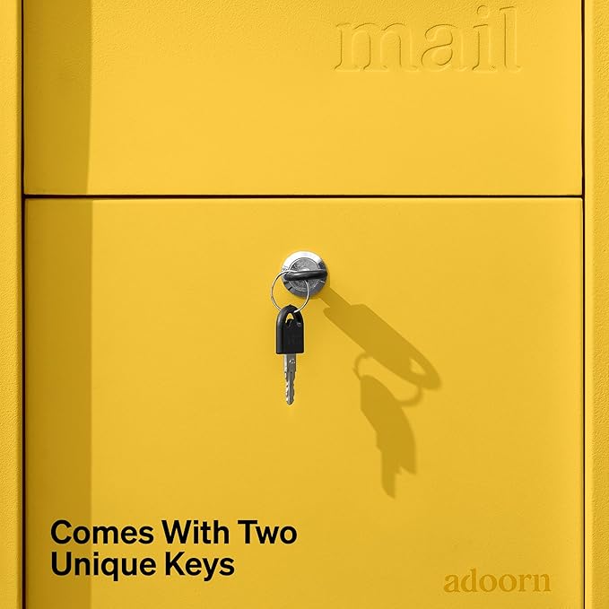 Adoorn Lockable Post Mount Mailbox | Large Size - Anti-Theft Locking Mailbox, 15.5" H x 12" W x 18.5" D, Weatherproof Mailboxes for Outside The House