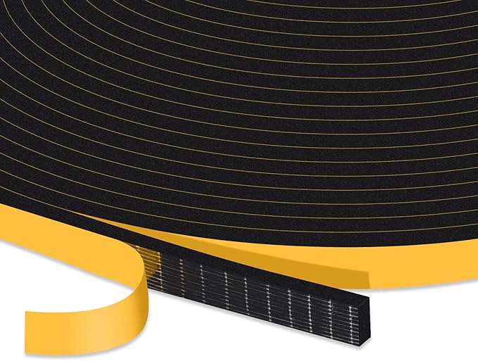 Strong Adhesive Weather Stripping, Window Foam Seal Strip with Single Sided Adhesive, Soundproof Weatherproof Weather Tape for Sliding Door Jamb, Lightproof, Dustproof(1/4 In x 1/16 In x 66Ft)