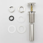 Brushed Nickel Pop Up Sink Drain Without Overflow, Bathroom Faucet Vessel Sink Drain Stopper 1-5/8" Without Overflow Fits 1.25" to 1.5" Drain Holes