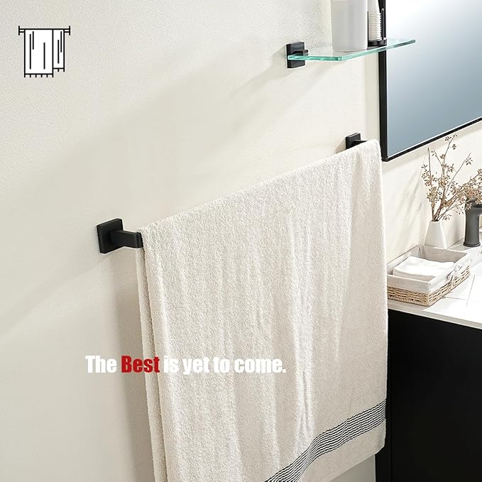 JQK Black Towel Bar, Rounded Edges 32.36 Inch Towel Rack, 304 Stainless Steel Bathroom Wall Mount, Useable Length 30 Inch, TB250L30-PB