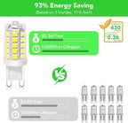 BUBO G9 LED Bulb 6000K Daylight 430 Lumens, 3W Equivalent 40W T4 G9 Halogen Replacement, 360°Beam Angle 120V Non-Dimmable No-Flicker G9 Light Bulbs for Crystal Chandelier Lighting, 10 Pack