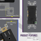 ENERLITES 20 Pack Black Decorator Receptacle with Screwless Wall Plate, Standard Electrical Wall Outlet, 15A 125V, Self-Grounding, 2-Pole, 3-Wire, 5-15R, UL Listed, 61502-TR-BKSID, Tamper Resistant