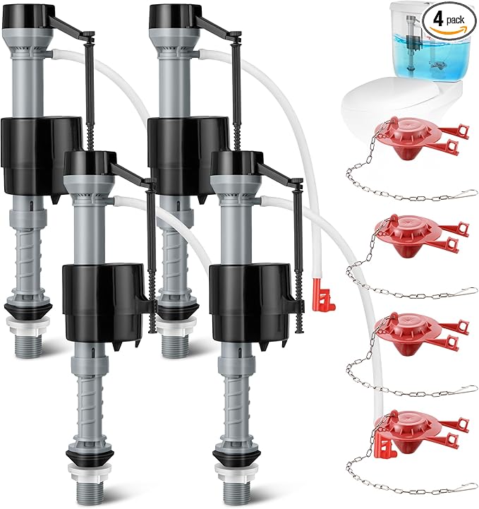 Saillong 4 Sets Toilet Float Replacement Kit, Universal Toilet Flusher Replacement Kit and 2 Inch Flapper Replacement, High-Performance Tank Water Control and Fill Valve
