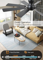 52 inch Ceiling Fan with Light, 6 Speeds Reversible Low Profile Ceiling Fan with Light and Remote/APP Control, 3 Color Temp+Dimmable RGB, 8 Blades, Flush Mount Quiet Ceiling Fans, Brown