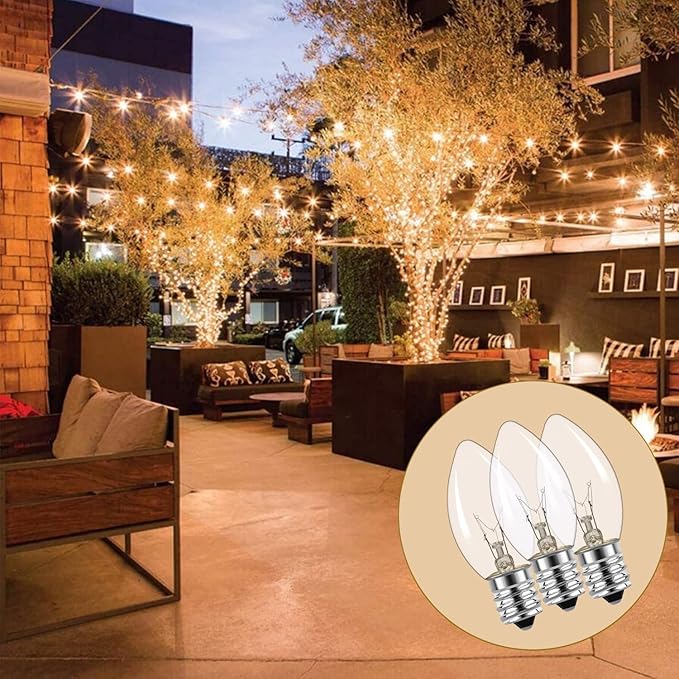 C9 Replacement Bulbs - 25 Pack Christmas Light Replacement Bulbs Waterproof, UL Certified for Indoor & Outdoor String Lights, E17 Base, 7 Watt