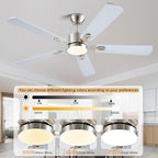56 inch Ceiling Fans with Lights and Remote/App Control, DC Reversible Motor, Dimmable, Double-Side Blades, 6 Speeds Low Profile Modern Ceiling Fan for Livingroom, Indoor/Outdoor（Nickel）