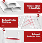 GameGem 3 Step Ladder, Aluminum Folding Step Stool with Anti-Slip Sturdy and Wide Pedal, Lightweight Portable Stepladder for Home and Kitchen Use Space Saving, Cream White, 330 lbs