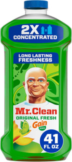 Mr. Clean All Purpose Cleaner, Floor Cleaner for Mopping Home, Bathroom, & Kitchen, Cleaning Liquid for Mop & Bucket, Cleaning Supplies, Multi-Surface Dilutable, Gain, 41oz