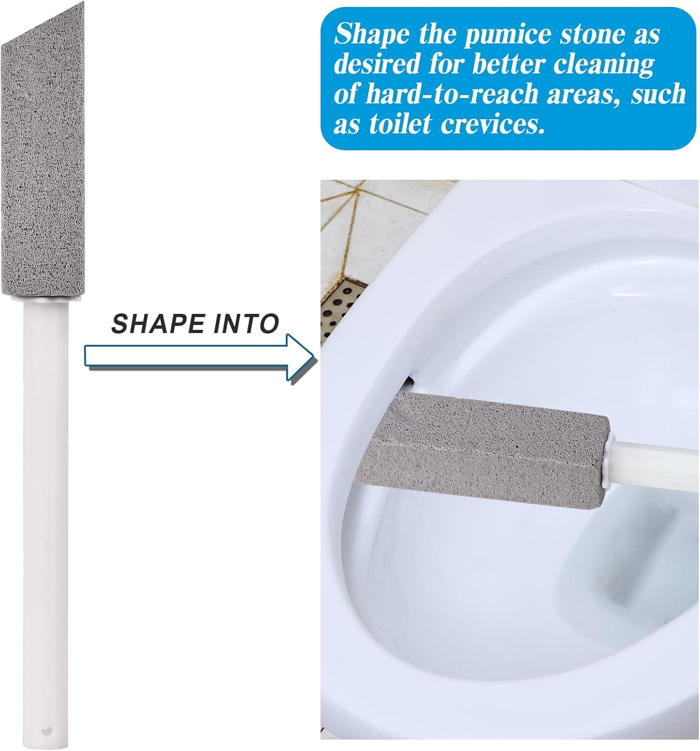 5 Packs Pumice Cleaning Stone with Extra Long Handle, Pumice Stone for Toilet Bowl Clean for Cleaning Toilets, Bathtubs, Grills, Swimming Pools, Sinks