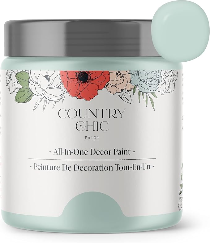 Country Chic All-in-One Chalk Paint for Furniture, Cabinets, Home Decor, Eco-Friendly, Matte Finish, Built-In Primer & Top Coat for Wood, Metal - Fancy Frock (Light Blue) - Pint 16 oz (475 ml)