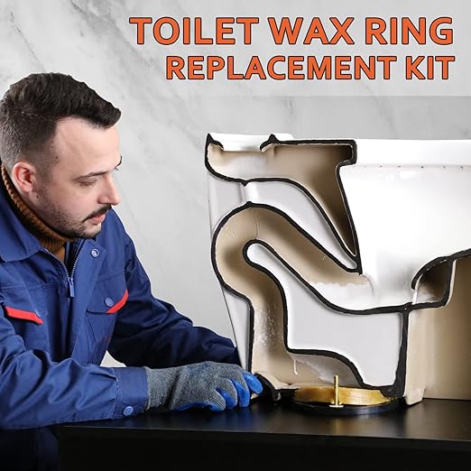 Wax Ring & Brass Bolts for Toilet Bowls Reinforced with Polyethylene Flange, Toilet Bowl Wax Gasket Seal for Floor Outlet Toilets New Install or Re-seat, Fits 3-inch or 4-inch Waste Lines