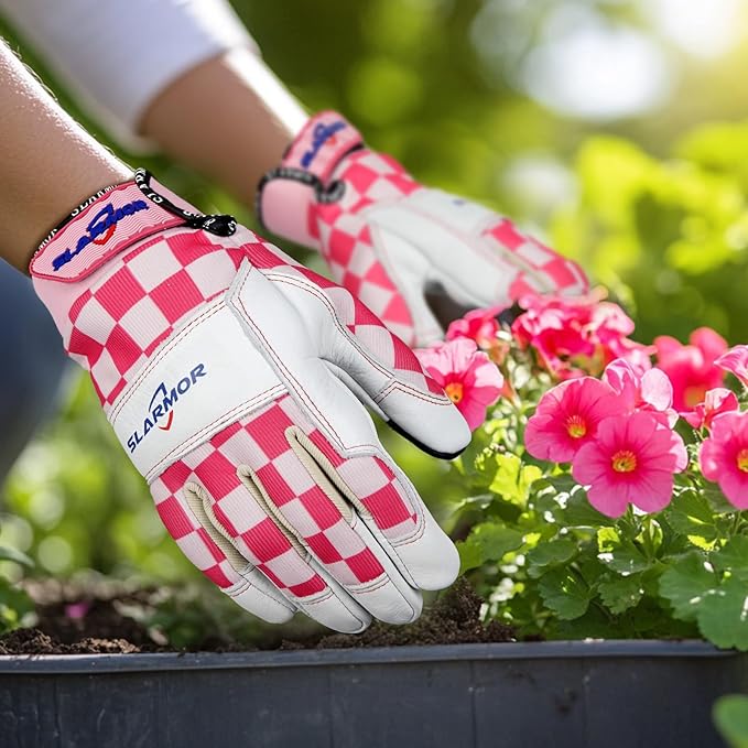 Leather-Gardening-Gloves for Women,Thorn-Proof Work-Gloves for Weeding,Digging,Planting,Pruning Yard garden Gloves