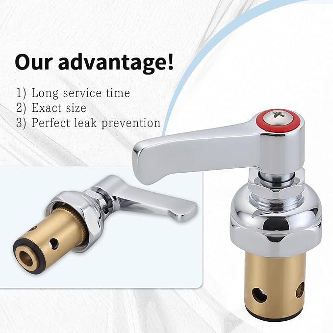 Hot and Cold Side Handle Stem Assembly for T&S Brass Eterna Spindle Assembly, Replace 002713-40 & 002714-40 Fits for All T&S Faucets Valve Replacement Part