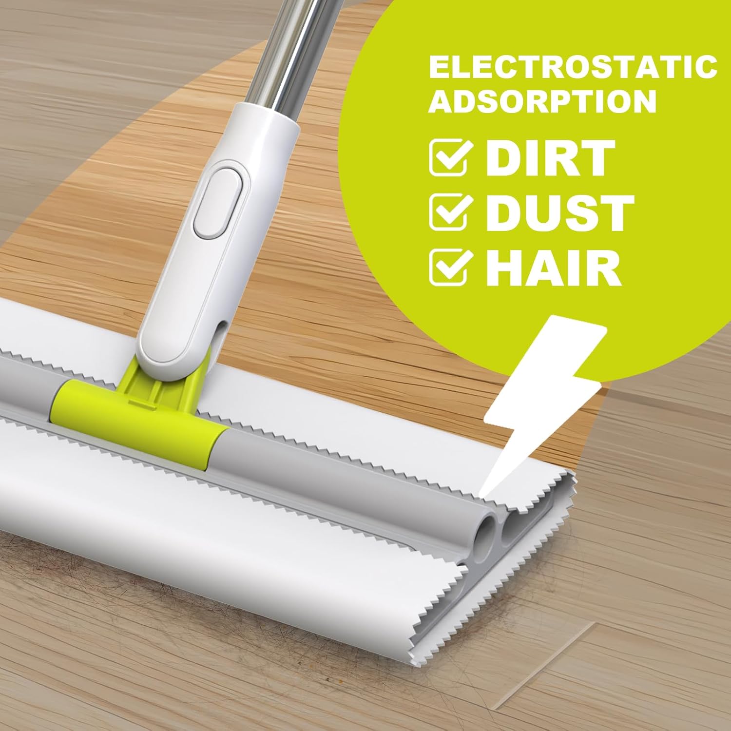 Dust Mop for Floor Cleaning - Microfiber for Hardwood, Laminate, Tile - Stainless Steel Handle, Reusable, Dry and Wet Use - 1 Mop + 10 Pads