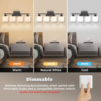 Bathroom Light Fixtures, 4-Light Modern Vanity Light with Milky White Frosted Glass Shades, E26 Socket Wall Lamp, Bathroom Lighting Fixtures Over Mirror Bedroom, Dressing Room (Matte Black, 4-Light)