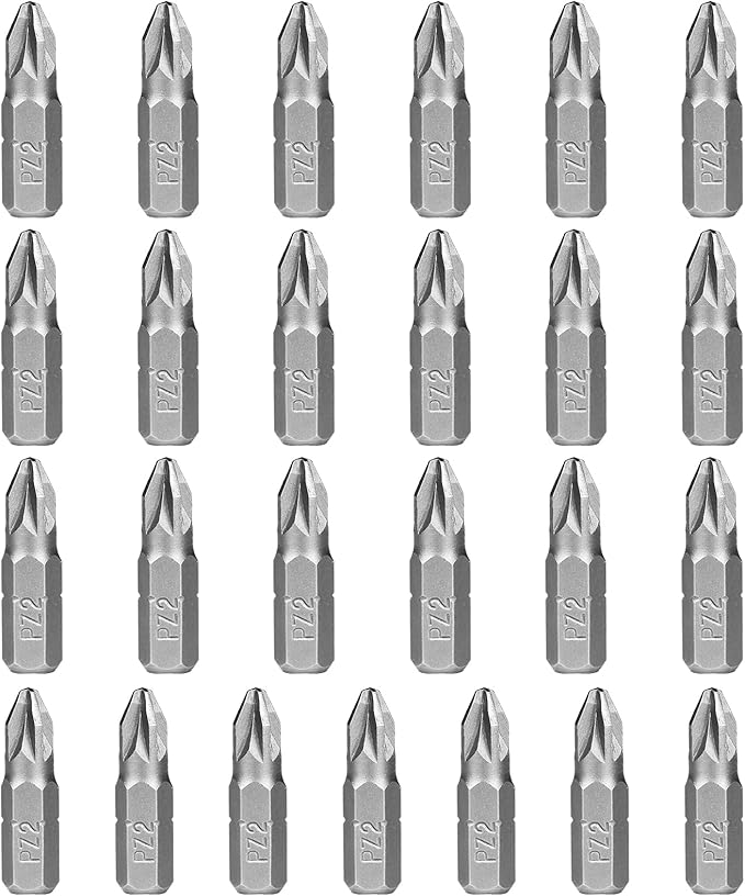 HPHOPE PZ2 Screwdriver Bit Set, Pozi Bits PZ2 1/4" Hexagon Bit (Length: 1", 25 Pack)
