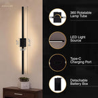 Auralume Wall Sconce Set of Two – Battery Operated LED Wall Lights with Remote, Dimmable, 4 Color Temps 3000K–6000K, 20,000mAh Rechargeable, Modern Indoor Wall Lamps