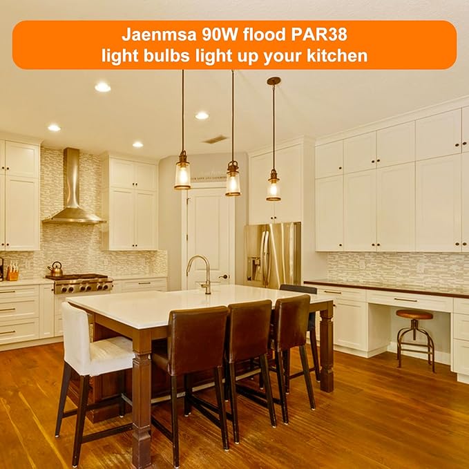 90 Watt Outdoor Floodlight Bulbs Par38, 120V 90W Halogen Flood Light Bulbs Dimmable, 2 Pack Indoor/Outdoor Floodlight Bulbs Soft White 2800K, Halogen Reptile Heating Bulbs E26 4050LM