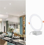 8 Inch LED Recessed Light with Junction Box, 1Pack Ultra Thin LED Recessed Lighting.6000K Daylight, No Dimmable,18W 8" Recessed Ceiling Canless Wafer Downlight.Slim Can-Killer Lights,CRI80+