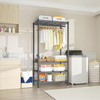 Ulif H2 Heavy Duty Clothes Rack, Freestanding 4 Tiers Garment Rack for Hanging Clothes with Shelves and Hangers, Closet Organizers and Storage Metal Closet Wardrobe System, Max Load 500 LBS, Black