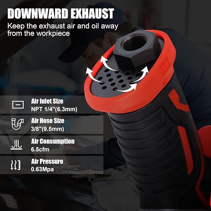 XIIW 1/2 Inch Air Impact Wrench, Max Torque 1560 ft-lbs, lightweight 4.4 lb Design, Heavy Duty 8000RPM 1/2 Air Impact Gun Driver, Twin Hammer Pneumatic Tool for Automobile Repair