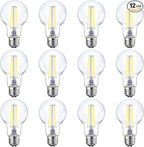Energetic Dimmable LED Filament Light Bulbs Clear, 8W, 60 Watt Equivalent, Daylight 5000K, Classic Clear Glass, A19 LED Edison Bulb, 12 Pack