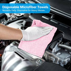 GLIMGLINT Microfiber Cleaning Cloth, 100 Pack Shop Towels, Lint-Free, Ultra Absorbent Reusable or Disposable Microfiber Cloths for Kitchen, Car, Cleaning Rags, 11" x 9", Red