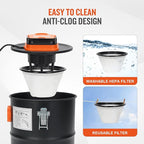 Ash Vacuum Cleaner -2.6 Gallon Fireplace Ash Vac with 800w Powerful Hose Non-Woven Dust Separator | Dry Stove Vacuum for Fireplaces Pellet Grill Wood Stove Fire Pits Orange