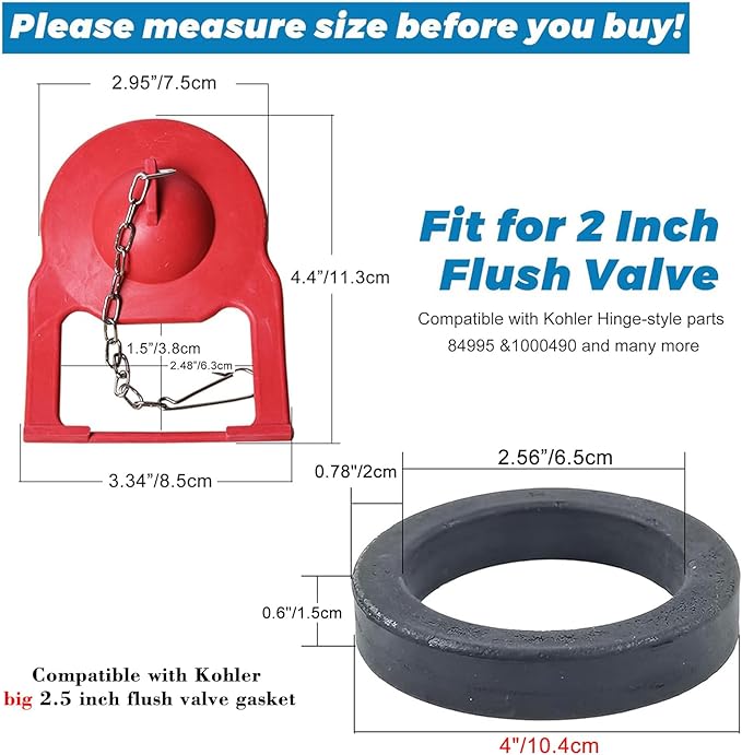 Toilet Flapper Replacement with Toilet Flush Valve Gasket Compatible with Kohler 1032640/K84284 Flapper Replacement KOHLER GP83996/GP83888 Gasket