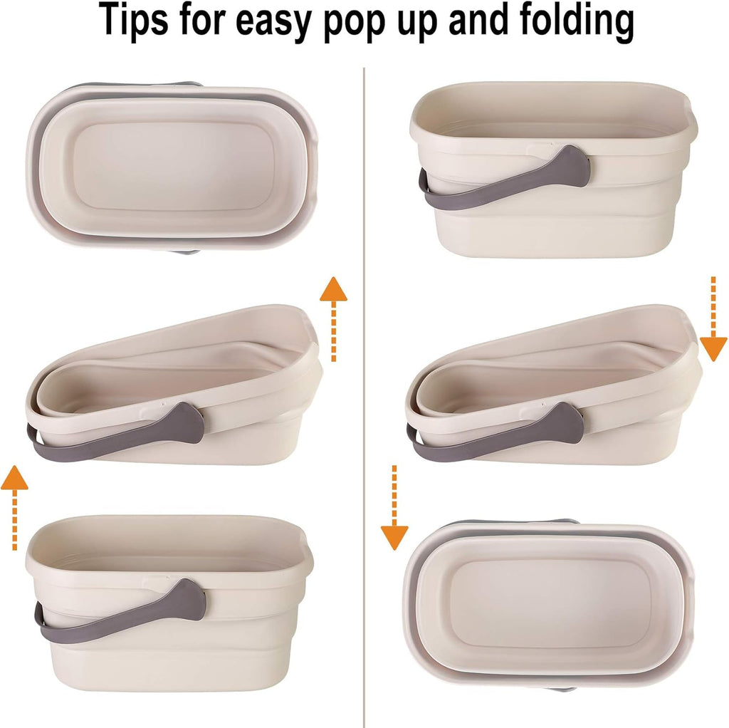 Eyliden Collapsible Bucket, Bucket for Cleaning Mop, 10L(2.6Gallon) Multiuse Foldable Water Pail, Portable Handy Basket for Cleaning Mop, Camping, Tailgating and More