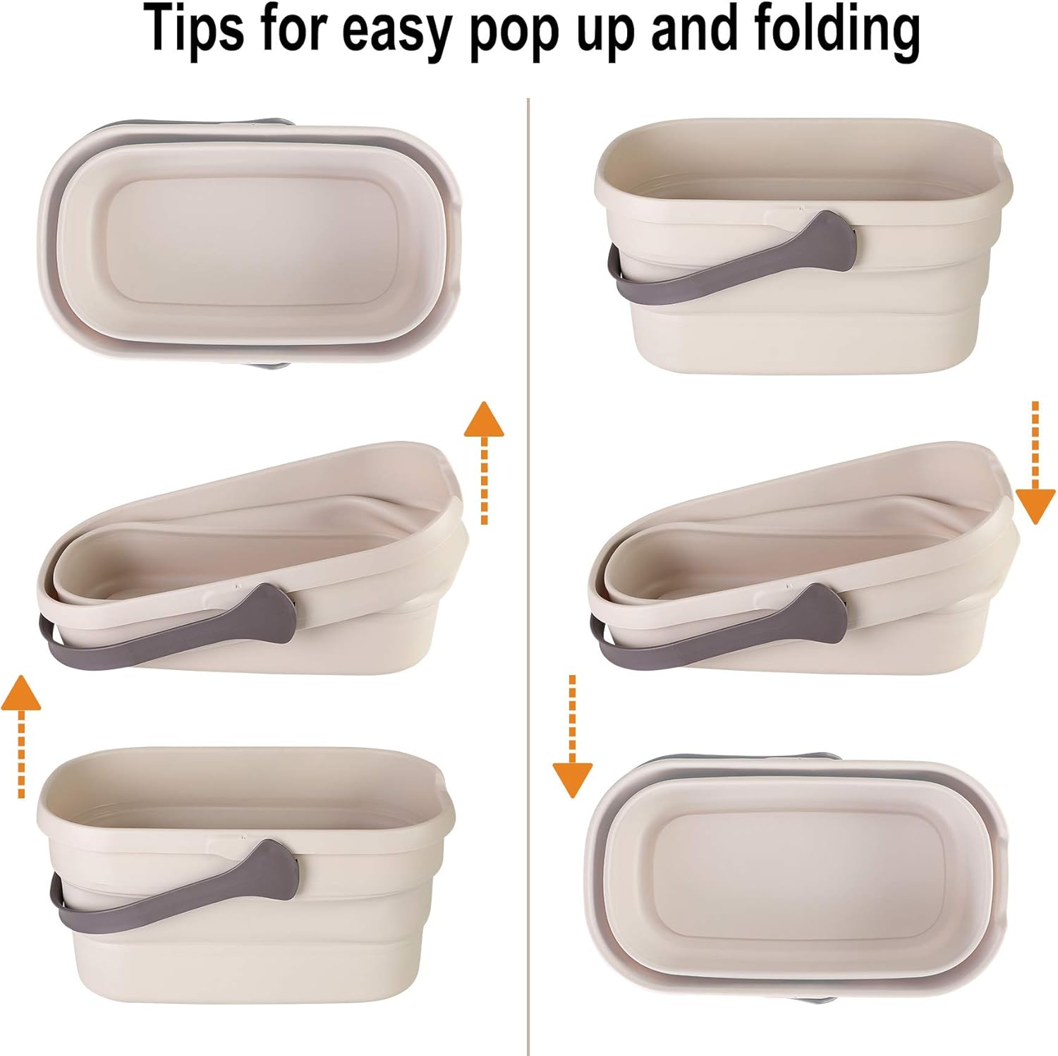 Eyliden Collapsible Bucket, Bucket for Cleaning Mop, 10L(2.6Gallon) Multiuse Foldable Water Pail, Portable Handy Basket for Cleaning Mop, Camping, Tailgating and More