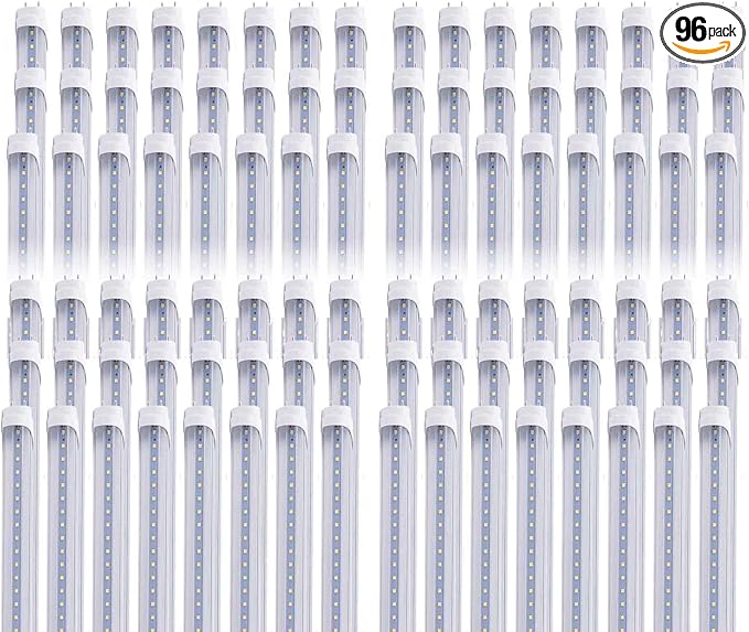 96 pcs 4FT 24W T8 LED Tube Light White Daylight 6000k 4' LED Bulbs Garage Warehouse Shop Light Ballast Bypass G13 Base T10 T12 Fluorescent lamp Replacement AC100-277V Clear Cover