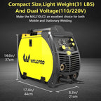 Weldpro 200 Amp MIG210LCD Dual Voltage 110V/220V 5 in 1 Multi-Process MIG/Fluxcore/Lift TIG/MMA Welder Aluminum Spool Gun Capable with Spot Timer and Auto-Set 3 Year Warranty Welding Machine