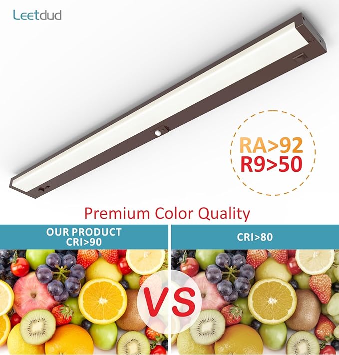 LED Under Cabinet Lighting Motion Sensored Hardwired with Built-in Dimmer, 32 Inch 16W Dimmable 5 Color 2700/3000/3500/4000/5000K, Linkable Eyes Care for Kitchen, Counter, ETL Listed, Bronze