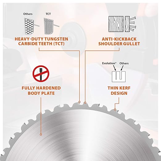 Evolution Power Tools RAGE230BLADE Multi-Material TCT Blade For Saws, Cuts Mild Steel, Aluminum, Plastics and Wood, 9-Inch