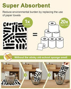 6 Pack Swedish Dishcloths for Kitchen - Reusable Dish Cloths for Washing Dishes Absorbent Cute Funny Kitchen Towels Cleaning Sponge, Line Drawing