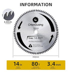14 Inch 80 Tooth Miter/Tungsten Carbide Tipped Blade High-Performance Professioal Saw Blade for Cutting Wood