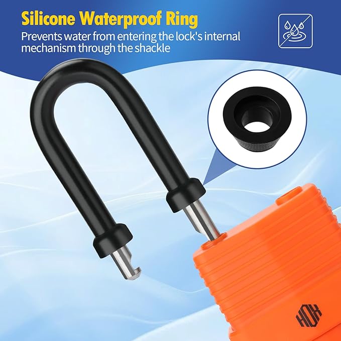 HOX 6-Pack Weather Resistant Padlocks – 40mm Laminated Steel, Chrome Plated with 2-inch Shackle, Vinyl Wrapped, Hardened Steel for Extra Security