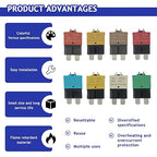 BOJACK Automotive Low Profile ATC ATO Fuse Manual Resettable Fuse Kit - 3A to 30A, 32VDC