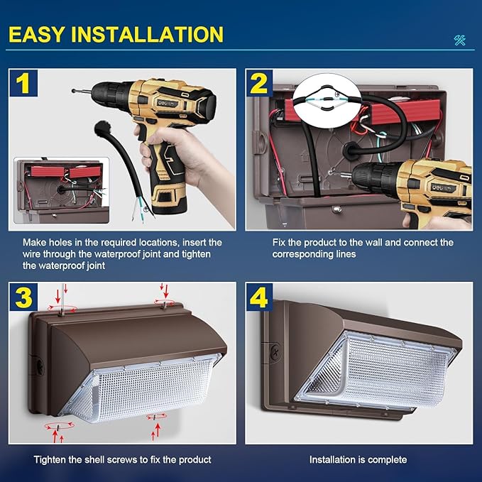 ledmo 120W LED Wall Pack Light, 15840LM Daylight Outdoor Security Lighting, Commercial and Industrial Outdoor Wall Pack Lights, 5000K IP65 Waterproof for Garage, Warehouse, Parking lot, Yard, 6 Pack