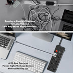 20Amp Power Strip Surge Protector, Durable Metal 8-Outlet with Heavy Duty 20 Amp 6Ft 12 Gauge Extension Cord, for Garage, Workshop & Industrial Use with 6-20R T-Slot Outlets, 4800J