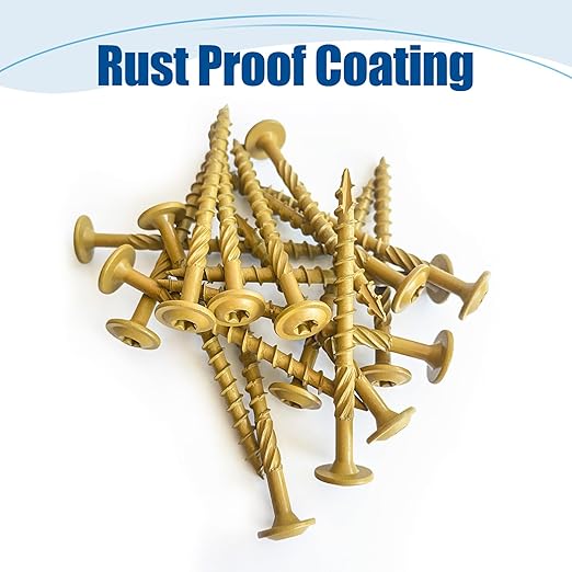 Lag Screws #14×3", 100PCS Heavy Duty Construction Screws, Rust Resistant, Washer Head, Bronze Coated External Wood Screws, Trusss Lag Screws, 2PCS T30 Star Bit Included
