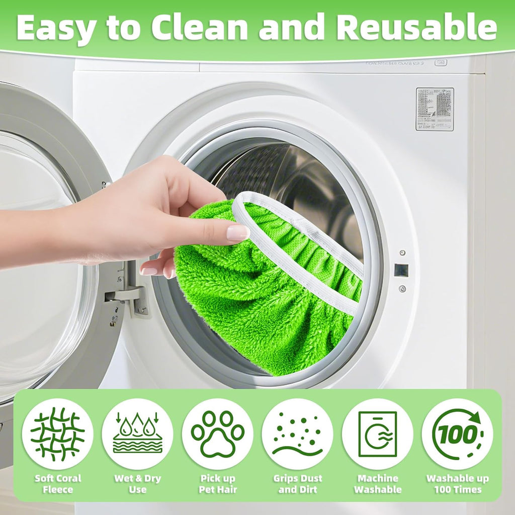 Reusable Dry Sweeping Cloths Microfiber Wet Pads Refill Compatible with Swiffer Sweeper Mop, Machine Washable Sweeping Mop Pads for Use on All Sealed Floors - Stone, Hardwood, Laminate & Tile (Green)